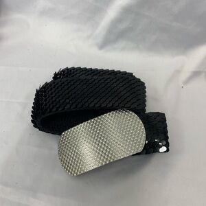 Silver Buckle Black Sequin‎ Stretch Elastic Belt 26” Like New